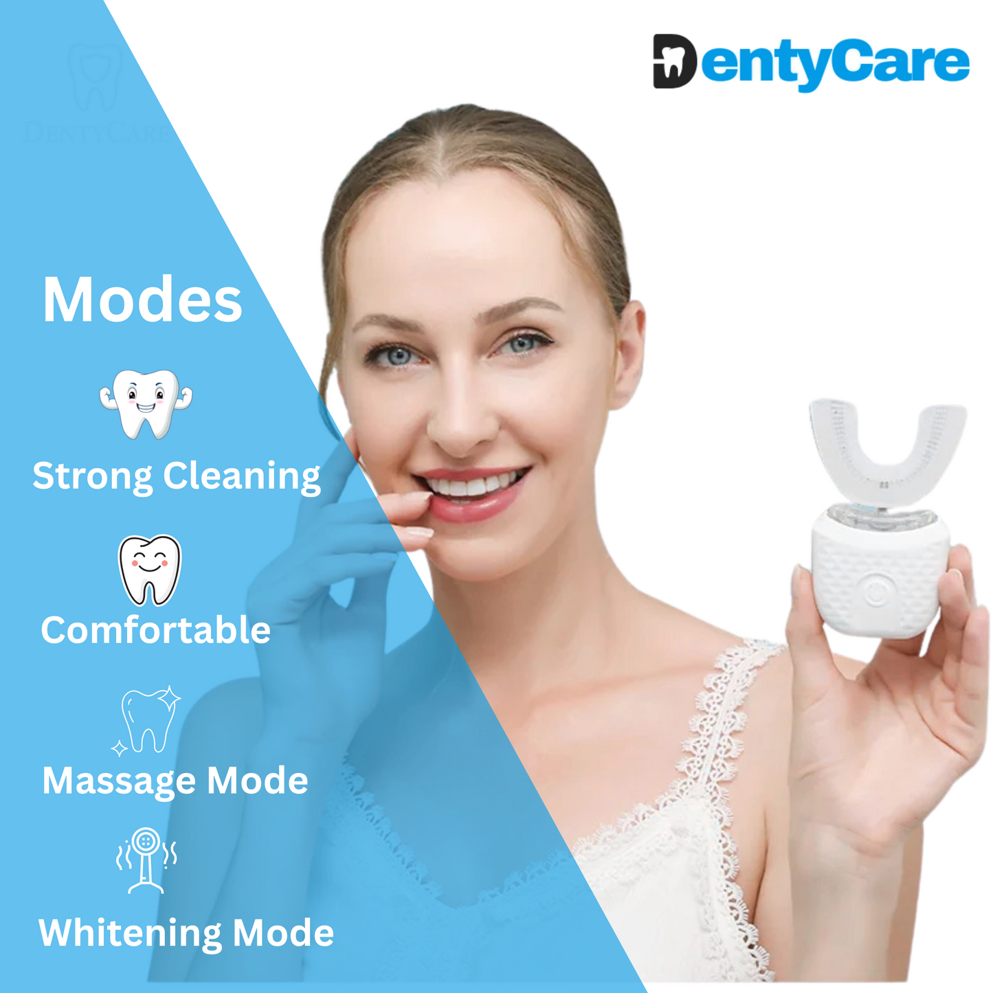 DentyCare Ultrasonic 360° U-Shaped Toothbrush – Quick Clean & Whitening